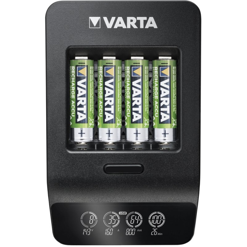 VARTA LCD Smart Oplader+ met 4x AA oplaadbare batterijen