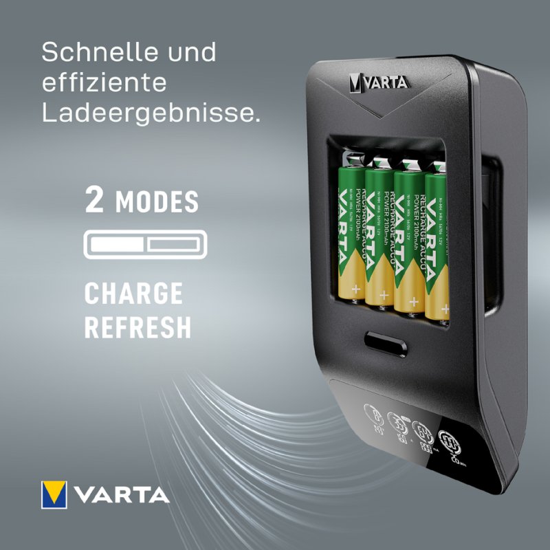 VARTA LCD Smart Oplader+ met 4x AA oplaadbare batterijen
