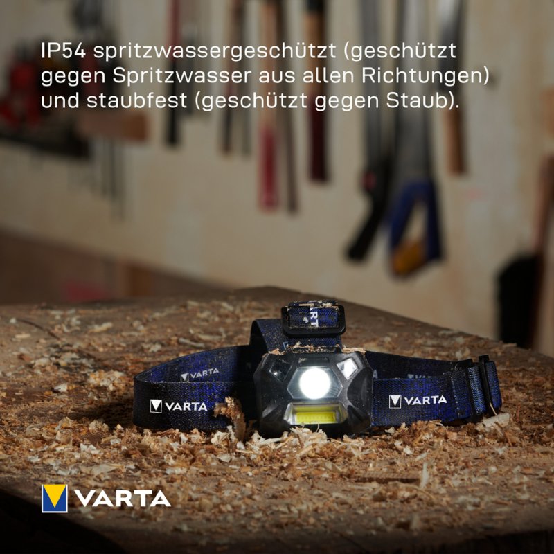 VARTA hoofdlamp Work Flex Motion Sensor H20 inclusief 3x AAA batterijen