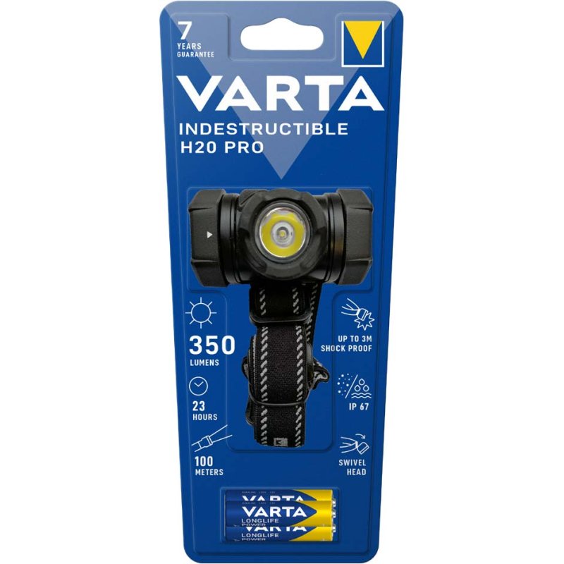 VARTA hoofdlamp Indestructible H20 Pro inclusief 3 AAA batterijen