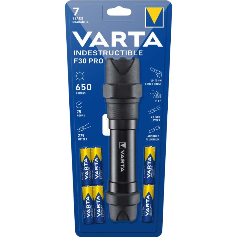 VARTA zaklamp Indestructible F30 Pro met 6x AA batterijen