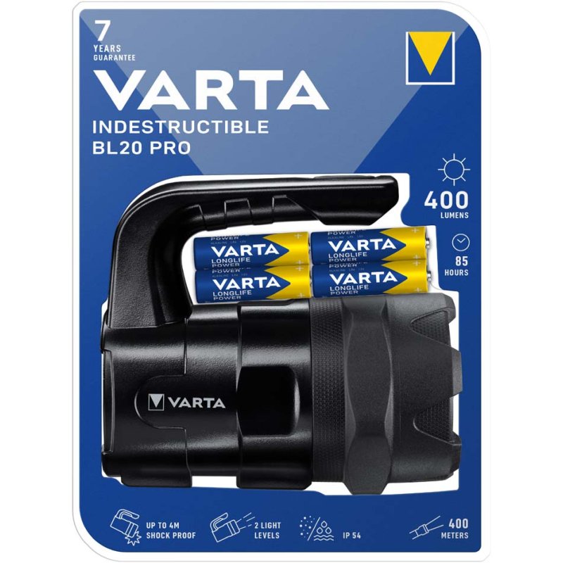 VARTA zaklamp Indestructible BL20 Pro inclusief 6x AA batterijen