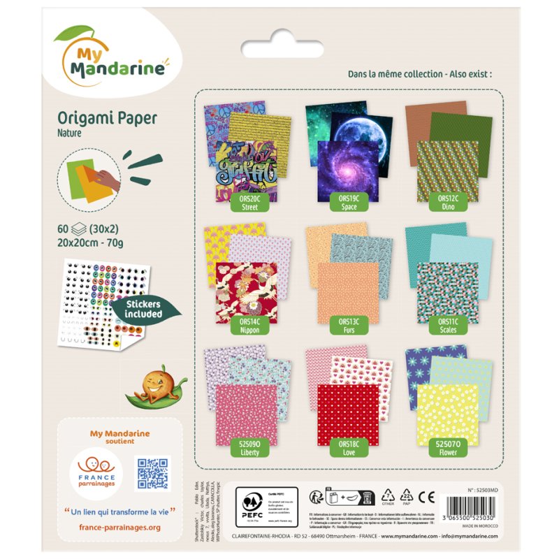 Mijn Mandarijnen Origami-vouwblaadjes 'Papier Natuur'