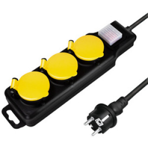 LogiLink stekkerdoos voor buiten, 3-voudig, zwart, IP44