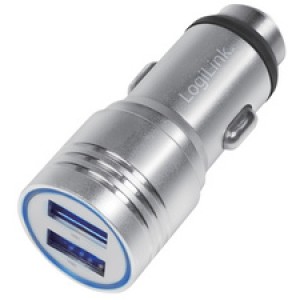 LogiLink USB-autolader met noodhamer, 2 poorten, 12-24V