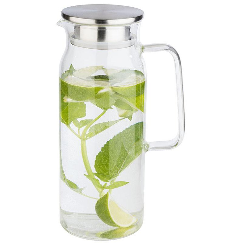 APS Glazen karaf met deksel, 1,5 liter, glas/rvs