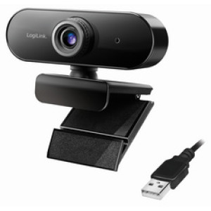 LogiLink Pro Full-HD webcam met microfoon, zwart