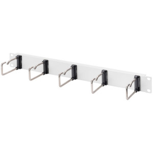 19" geleidingspaneel, 1U, 5 kabelgeleiders, zwart