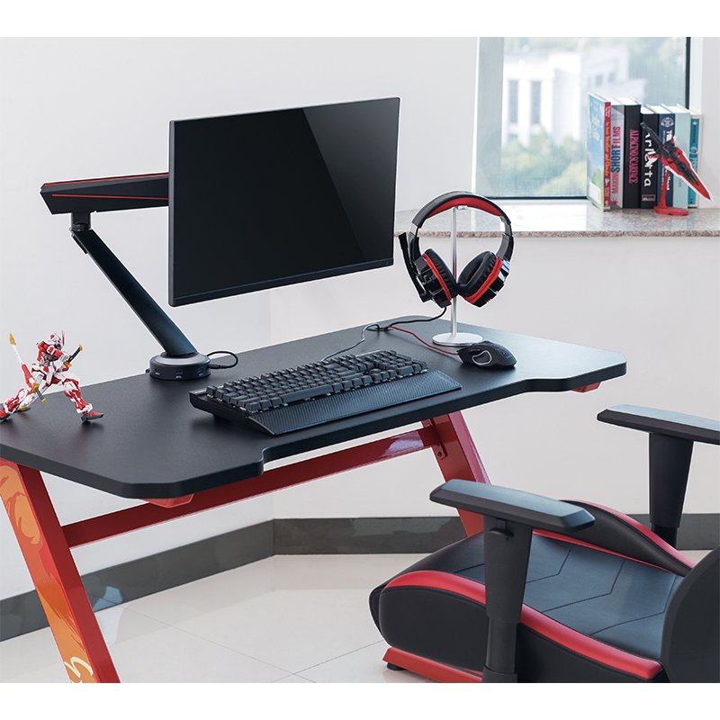 LogiLink gaming monitorarm met verlichting, armlengte 480 mm, zwart
