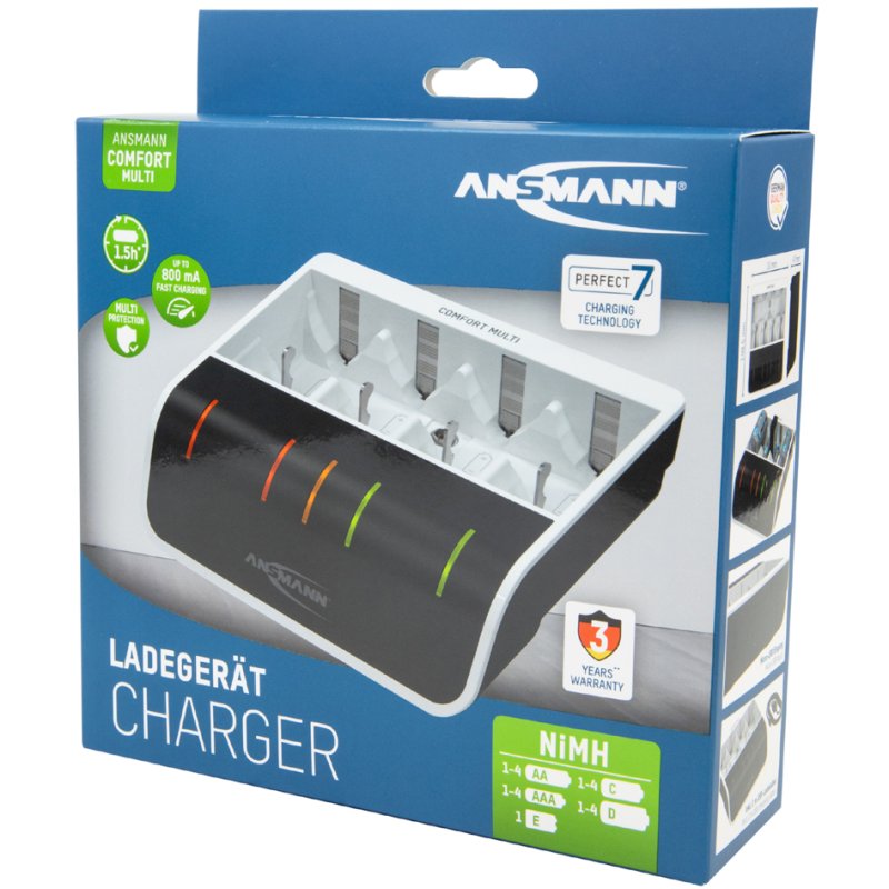 ANSMANN snellader Comfort Multi wit/zwart