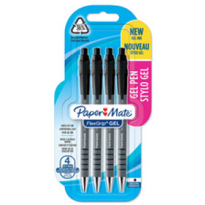 Paper Mate gelpennen FlexGrip GEL zwart, 4 stuks