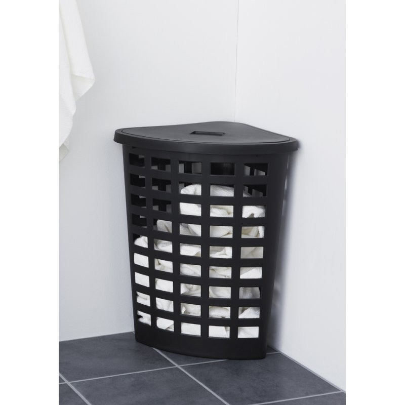 Wasmand Boston 54 liter vierkant wit met deksel