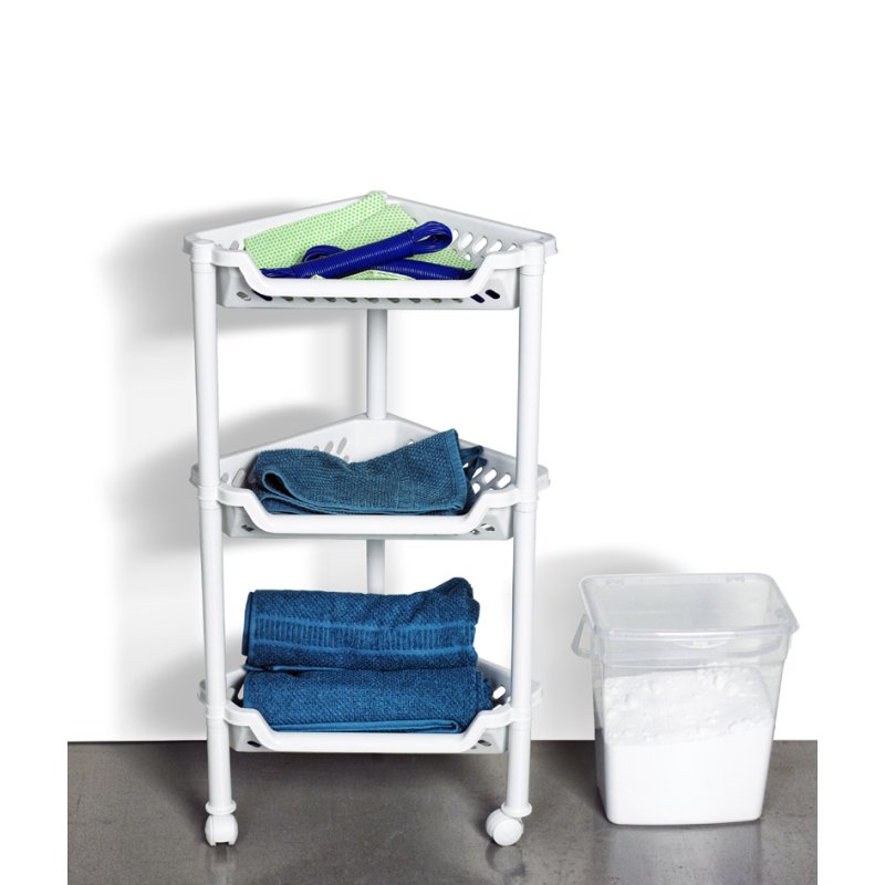 Plast Team opbergwagen met 3 manden, wit