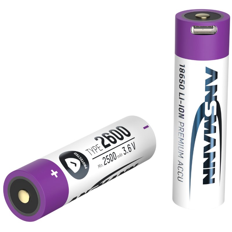 ANSMANN Li-Ion accu 18650 met USB-C aansluiting, 2.600 mAh