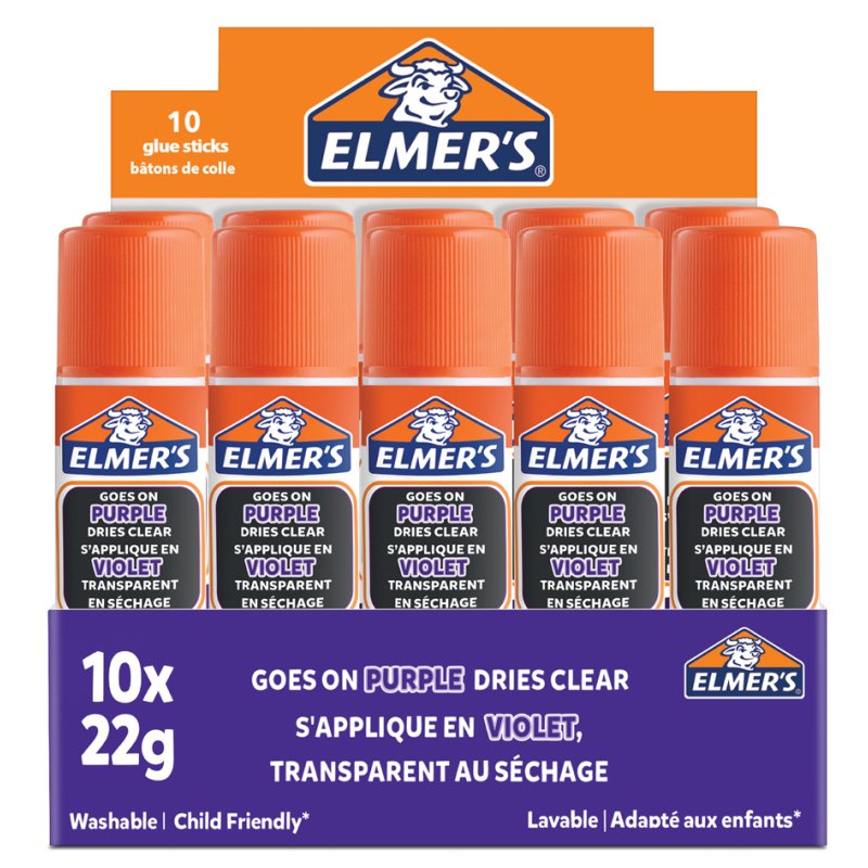 ELMER'S lijmstift paars verdwijnend, 22 g, 10 stuks