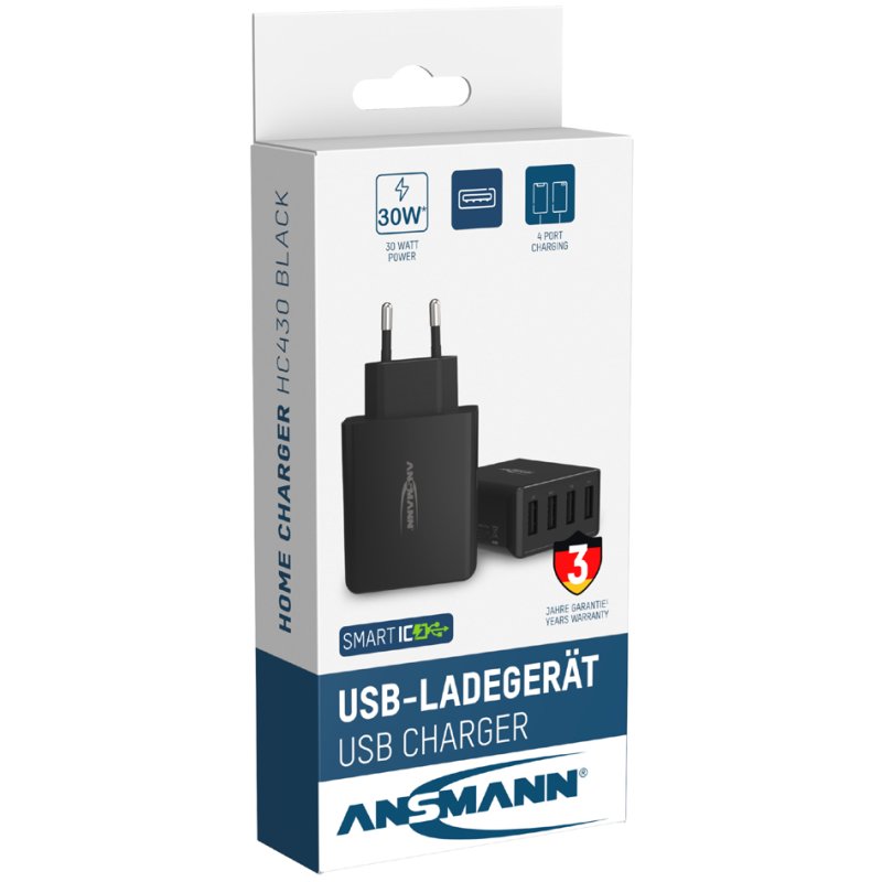 ANSMANN - USB-thuislader met 4 USB-A-poorten - HC430