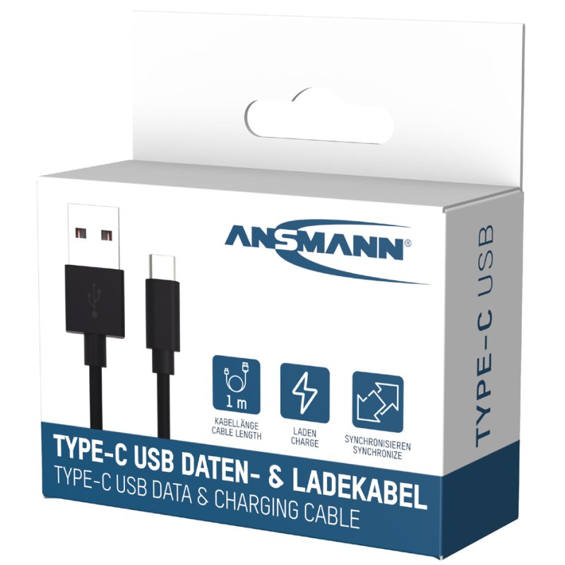 ANSMANN data- en laadkabel USB-A naar USB-C, 1,0 meter
