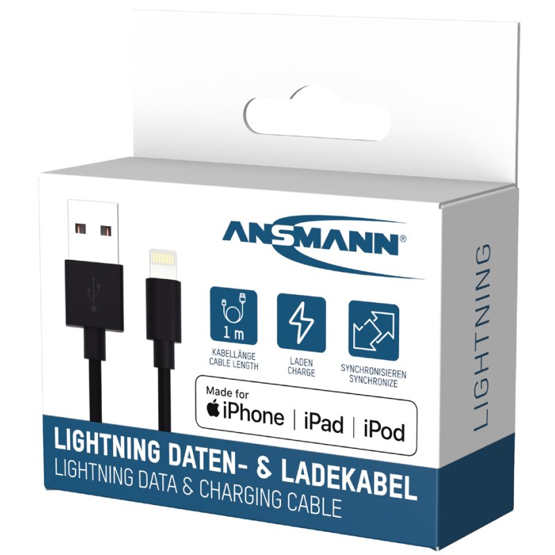 ANSMANN USB naar Lightning kabel, 1,0 meter
