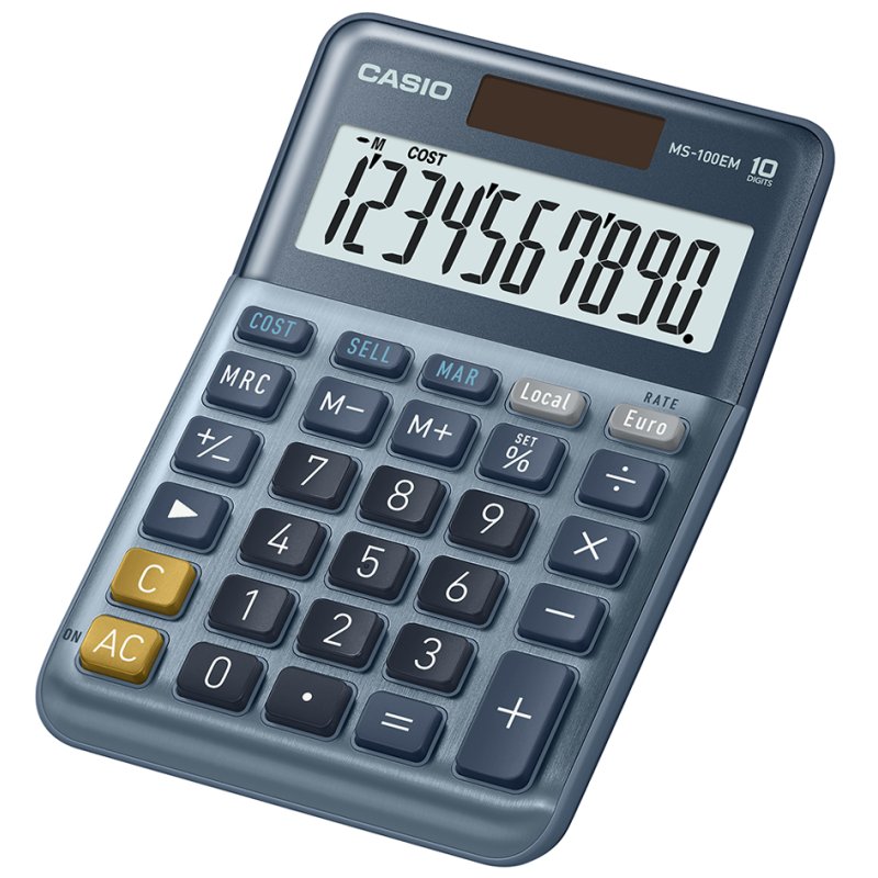CASIO tafelrekenmachine MS-100EM, 10-stellig, zilver