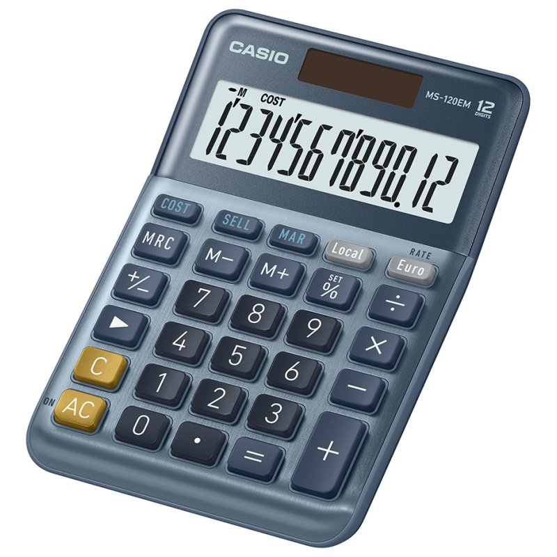 CASIO bureaurekenmachine MS-120EM, 12-stellig, zilver