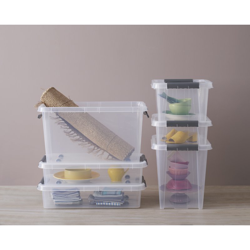 Plastic opbergbox op wielen, 70 liter.