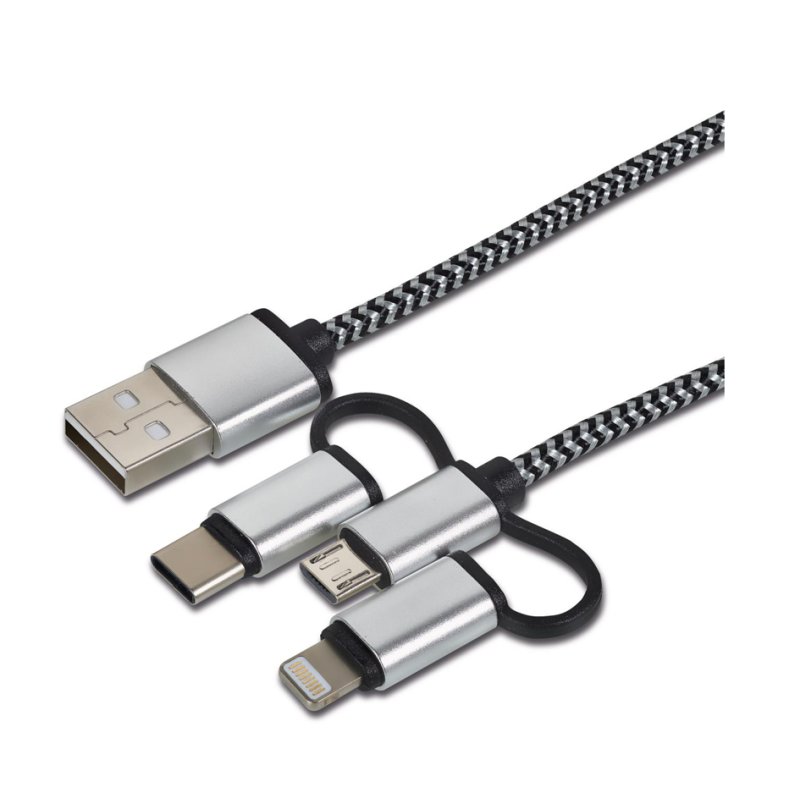 Cartrend 3-in-1 Oplaadkabel Lightning/Micro-USB/USB-C