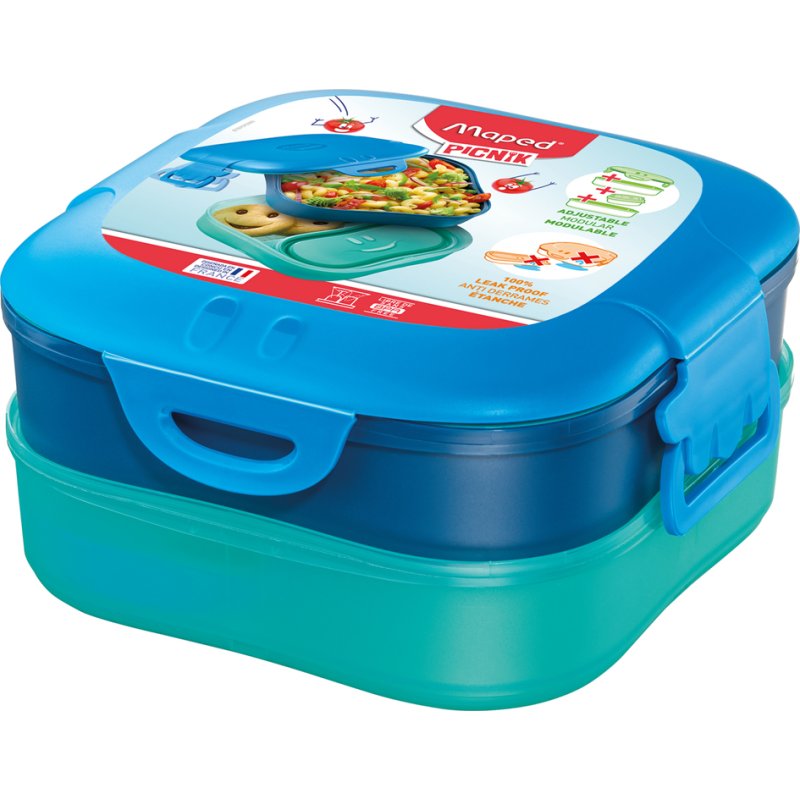 Maped broodtrommel kinderen 3-in-1, 1,4 liter, blauw