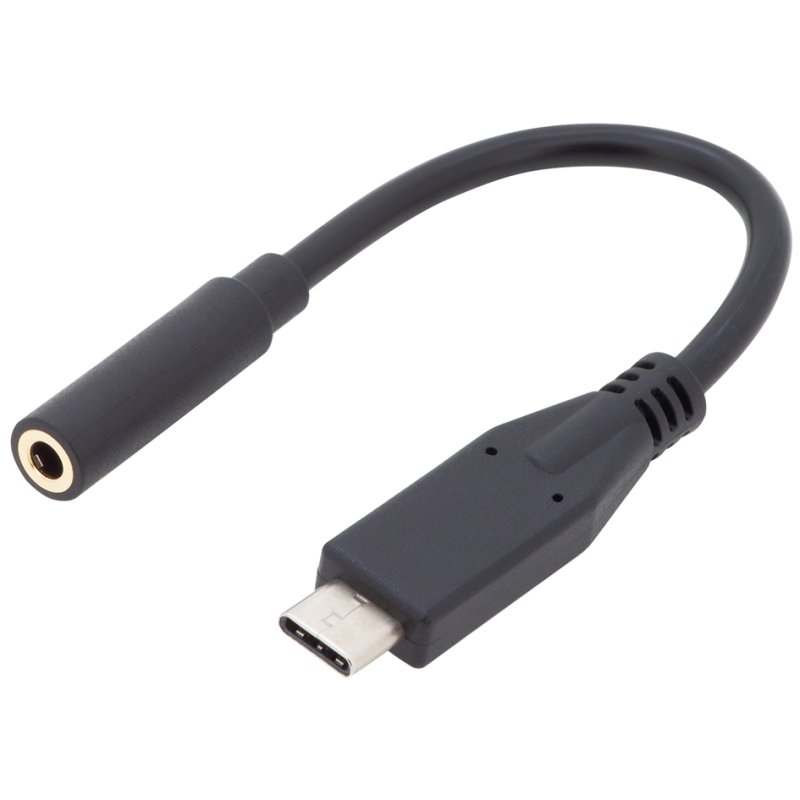 DIGITUS USB-C naar 3,5mm audio adapterkabel 0,2m zwart