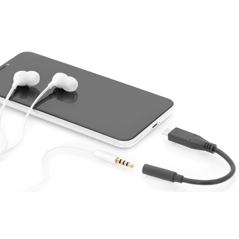DIGITUS USB-C naar 3,5mm audio adapterkabel 0,2m zwart