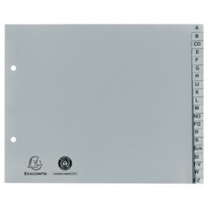 EXACOMPTA scheidingsbladen A-Z, A4, 20-delig, gerecycled kunststof