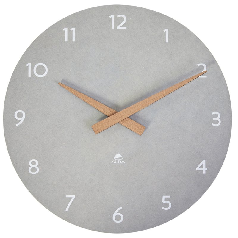 ALBA wandklok Hormilena hout grijs 30cm quartz stil uurwerk