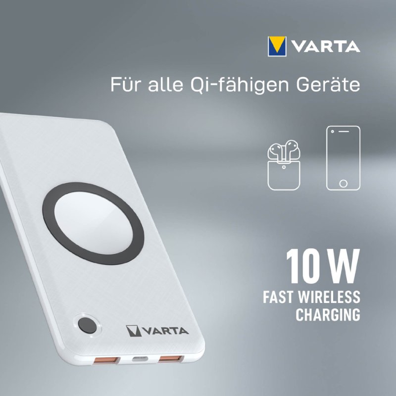 VARTA Draadloze Powerbank, 10.000 mAh, wit