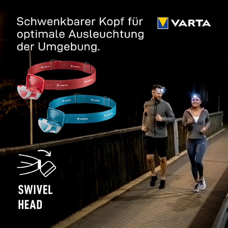 VARTA LED hoofdlamp Outdoor Sports H20 Pro, rood/grijs