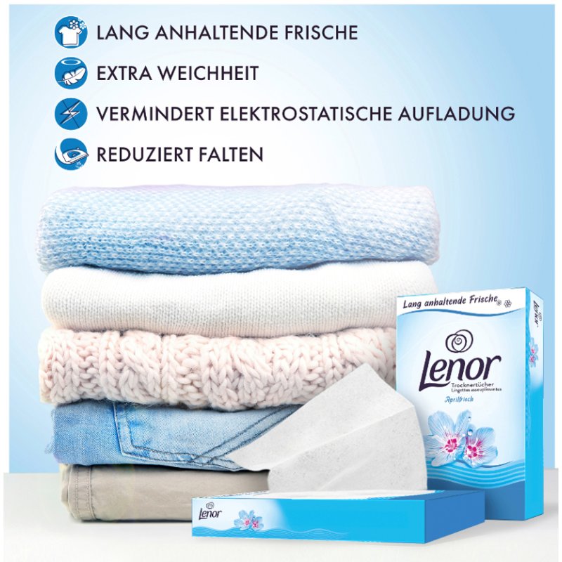 Lenor Droogdoekjes Lentegeur, 34 stuks