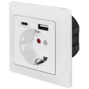 LogiLink Inbouwstopcontact met 1x CEE 7/3, 1x USB-A en 1x USB-C aansluiting