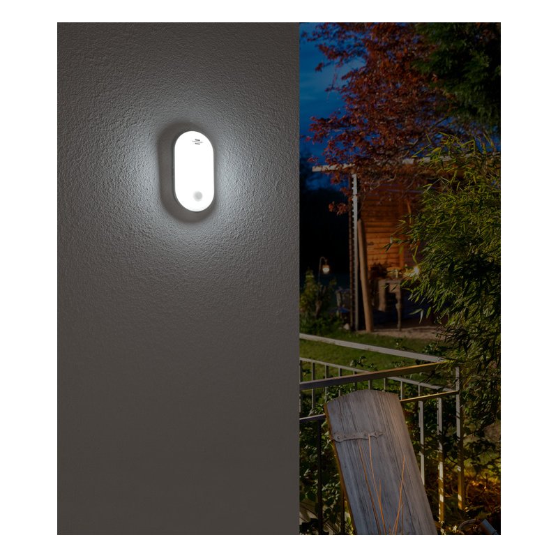 Brennenstuhl LED buitenlamp ovaal met bewegingsmelder, wit