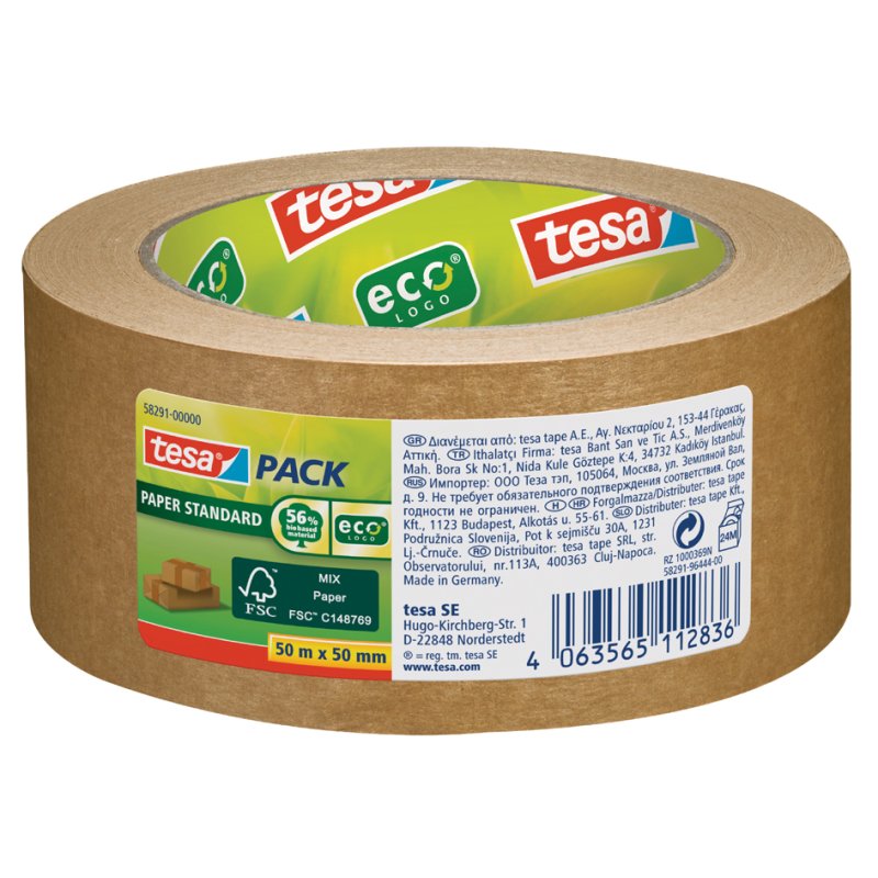 tesapack PAPER ecoLogo verpakkingstape, 38 mm x 25 m