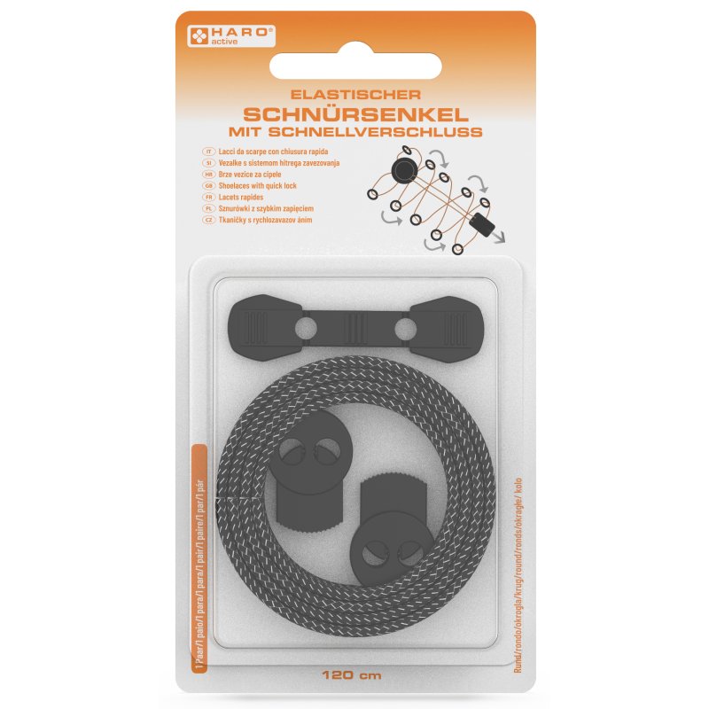 Veters met snelgesp, 1200 mm, zwart