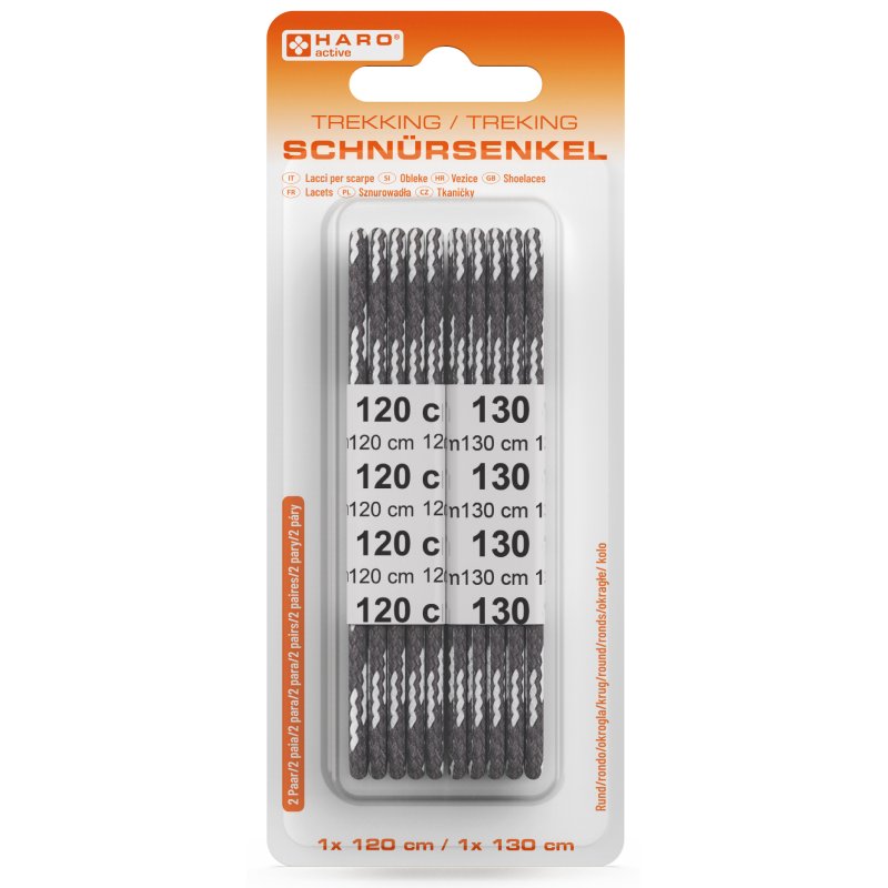 Grijze/witte wandelveters, rond, 120/130 cm