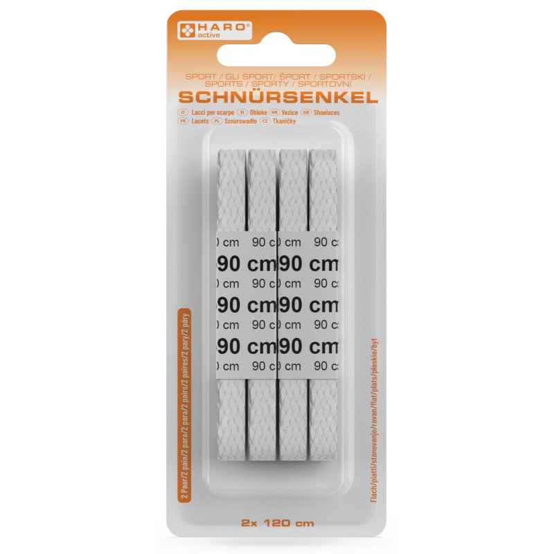 Witte sportveters, plat, 90 cm