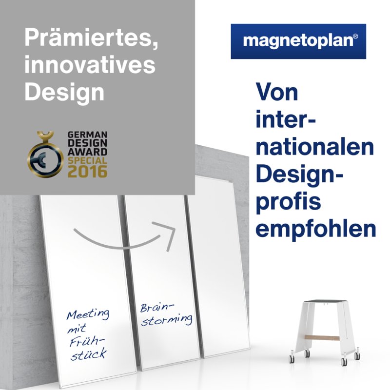 magnetoplan Design-Thinking whiteboard, dubbelzijdig, 900 x 1800 mm, wit