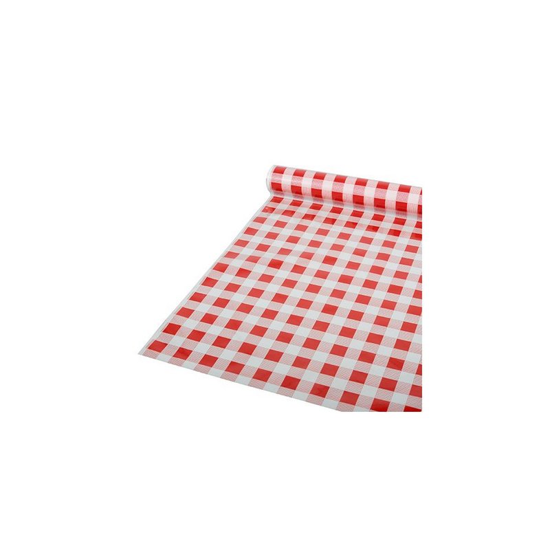 Rode tafelkleed van folie, geruite patroon, 800 mm breed, 50 m lang