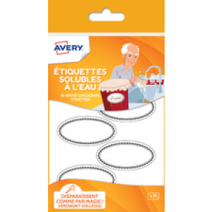 Ovale, wateroplosbare etiketten.