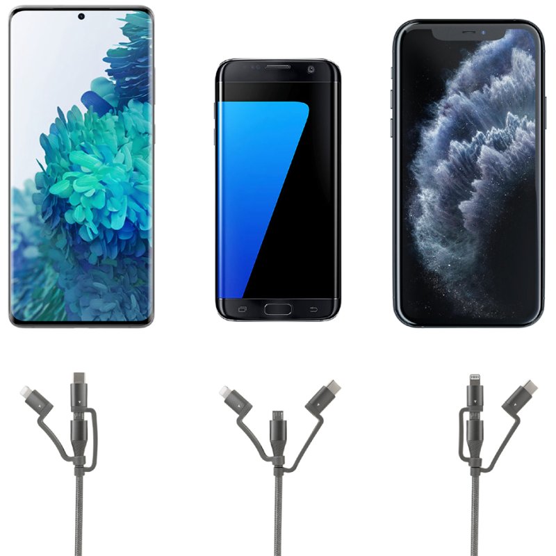 ANSMANN 3-in-1 data- en oplaadkabel Lightning/USB-C/Micro-USB