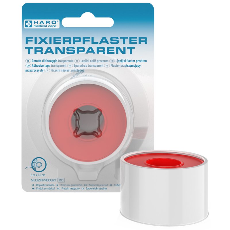 HARO fixatiepleister transparant 25 mm x 5,0 m