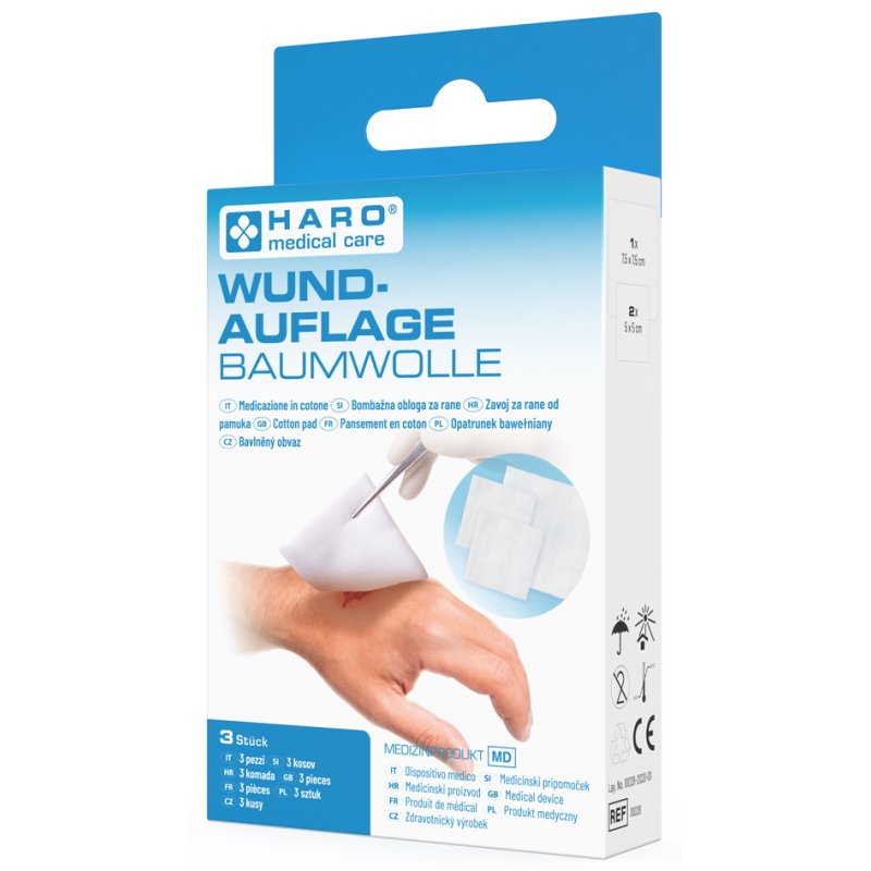 HARO wondkompres van katoen, wit, 3-pack