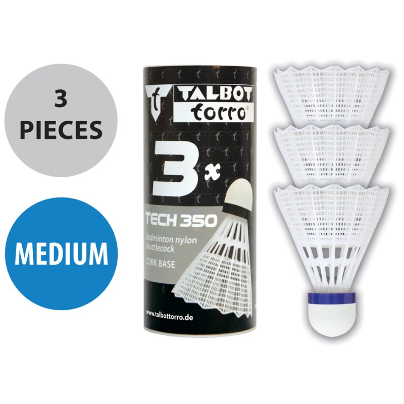 Badmintonshuttle Midi Tech 350, wit/blauw