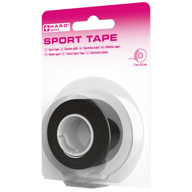 HARO sporttape 25 mm x 5 m, zwart