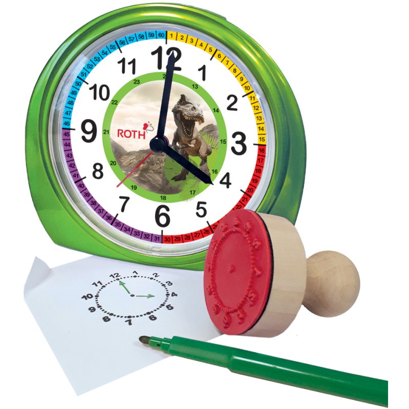 Roze kinderklok en stempelset 'Dolfijnen'