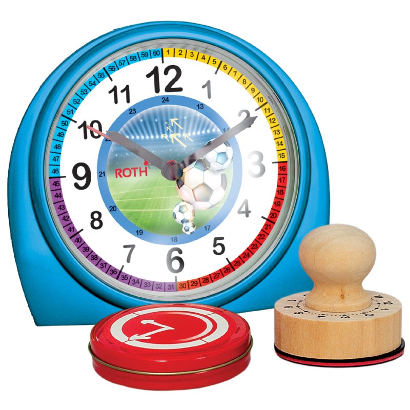 Roze kinderklok en stempelset 'Dolfijnen'